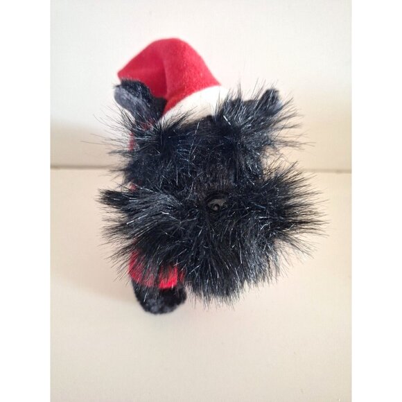Black Plush Christmas Dog Red Santa Sweater Hat Bestever Holiday - Picture 2 of 10